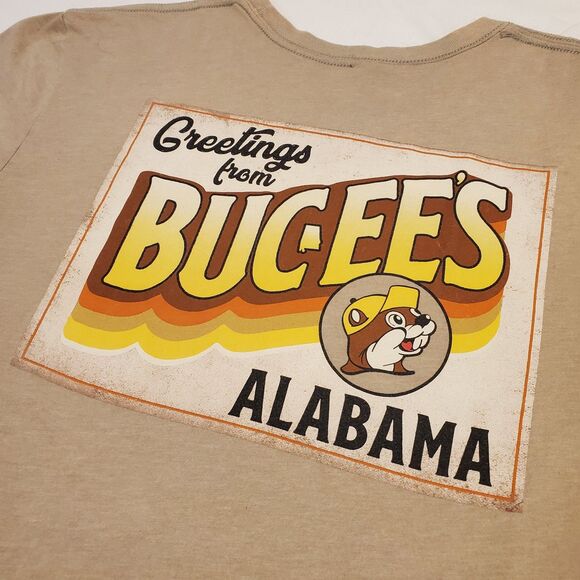 Buccee's Alabama Mens 2XL Tan T Shirt Logo Southern Truck Stop - Picture 7 of 8
